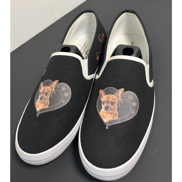 The Bradford Exchange Canvas Shoes A Wearable Work of Art Chihuahua dog SZ 10 WM - Picture 1 of 9